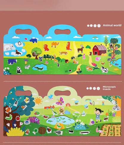 Reusable Bubble Sticker Book for Kids - Multi-Themed Educational Learning Activities, Washable & Safe Toddler Stickers