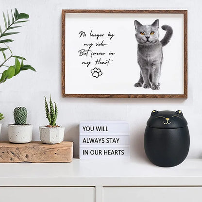 Always Remember Classic Souvenir Pet Cat Dog Ceramics Ashes Funeral Urn (4.7"*4.3"/Under 70 pounds/Black Cat)
