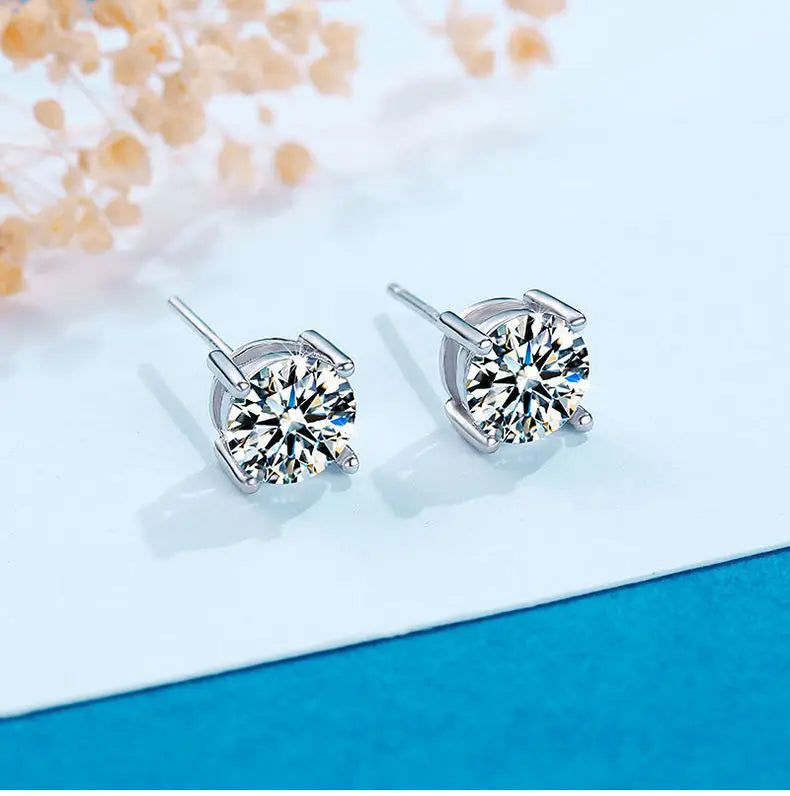 18K Plating Earrings S925 Sterling Silver D Color VVS1 Zircon Earring Stud for Women As Shinning As Diamond Wedding  Jewelry