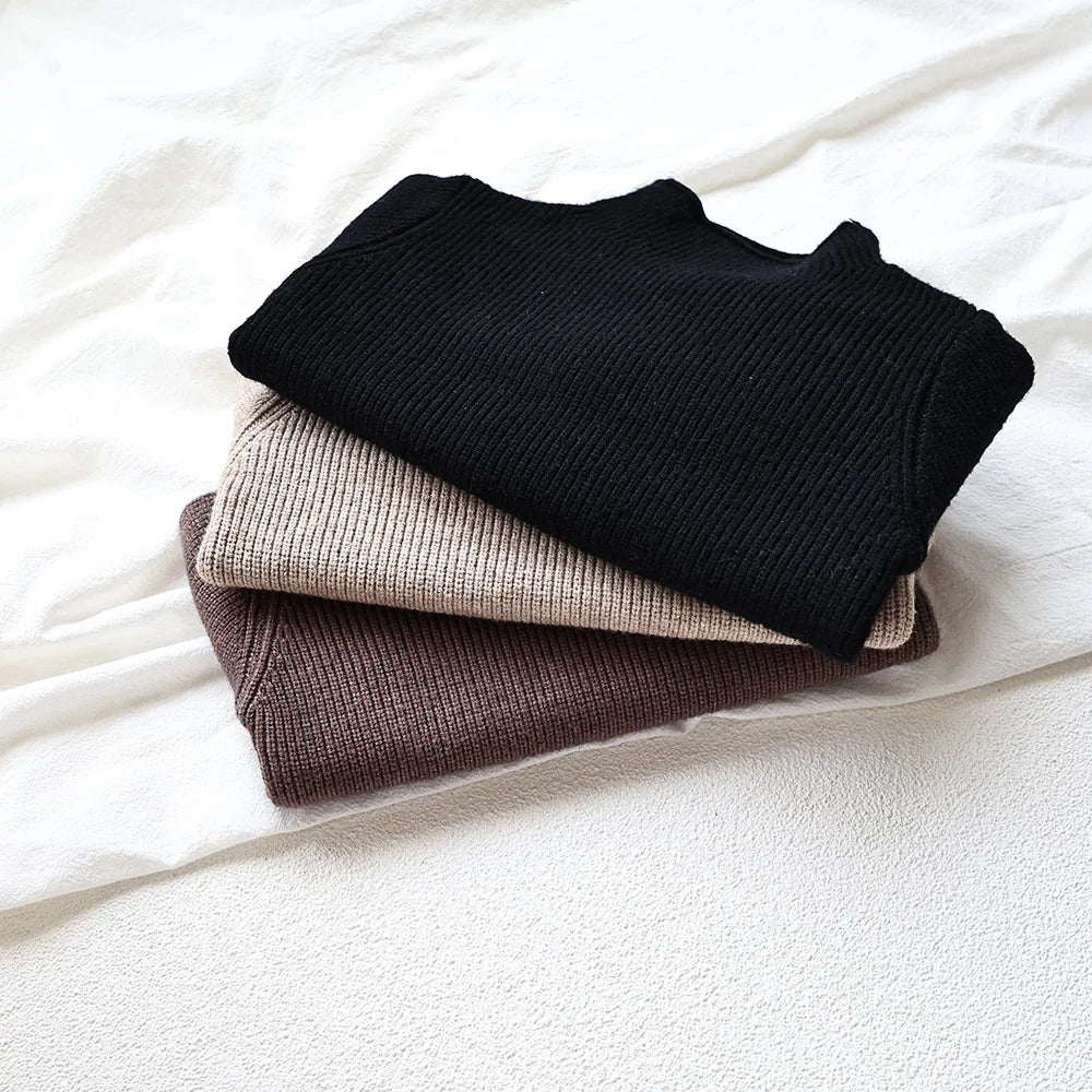 MILANCEL Spring Autumn New Kids Infant Sweaters Turtleneck Boys Pullover Boys Knitwear Girls Base Sweater