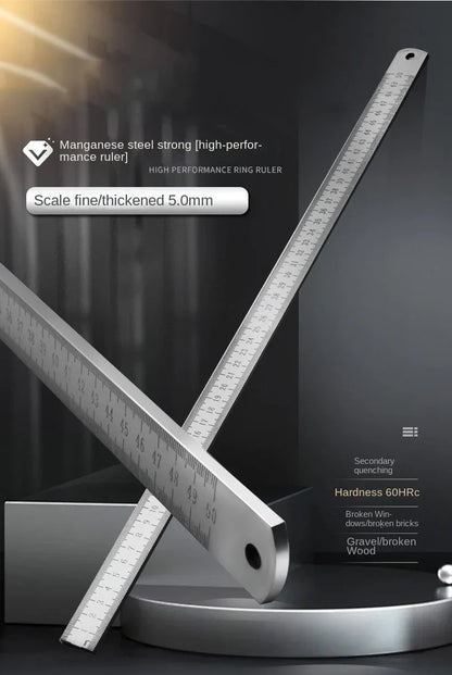 Engineered for Emergencies: 50cm Stainless Steel Ruler with Hardened Tip for Measurement | Drafting Multi‑Tool&Window-Breaking