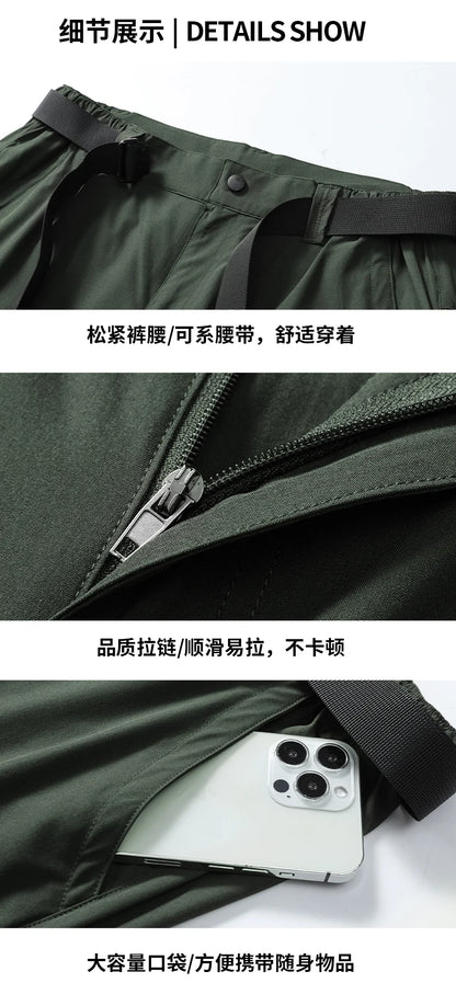 Men's 2 in 1 Convertible Hiking Pant Quick Dry Elastic Outdoor Running Cargo Trouser Summer Waterproof Fishing Camping Plus Size