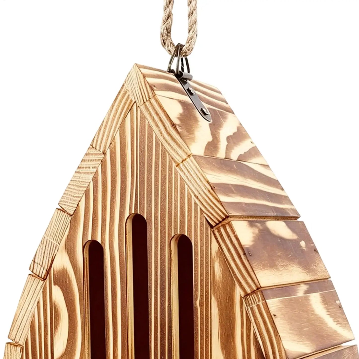 Hanging Wood Butterfly House Feeder with Rope Decorative Bee Nesting Box Multifunctional Moth Habitat for Garden Balcony