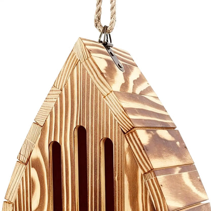 Hanging Wood Butterfly House Feeder with Rope Decorative Bee Nesting Box Multifunctional Moth Habitat for Garden Balcony