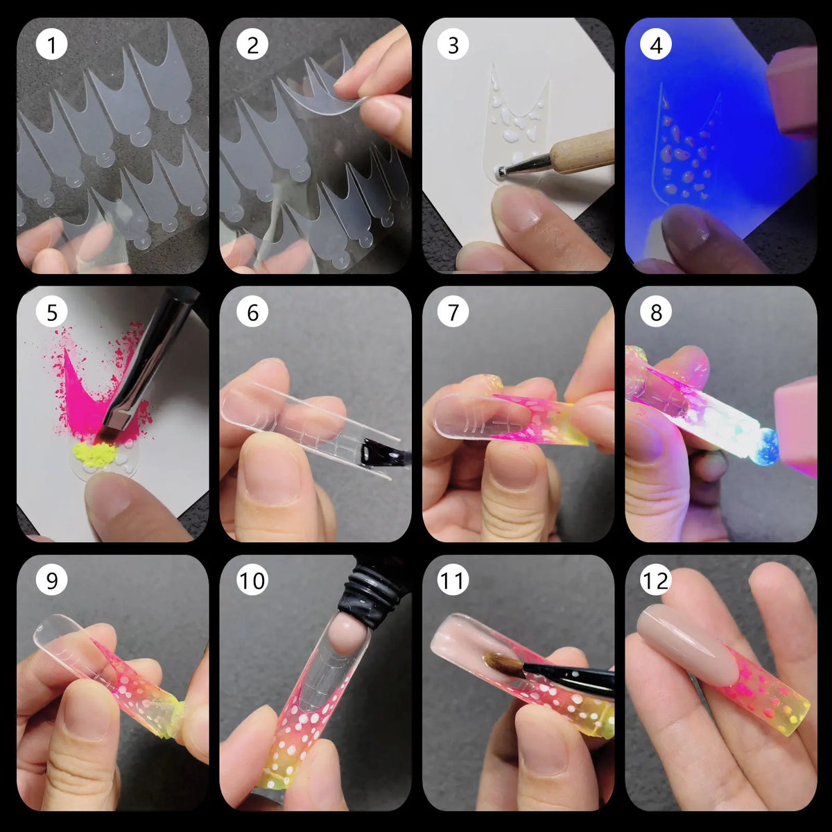 12pcs Manicure Paper Matte Paperless Tray Auxiliary For Nail Art Decorations Paperless Holder Extension Adhesive