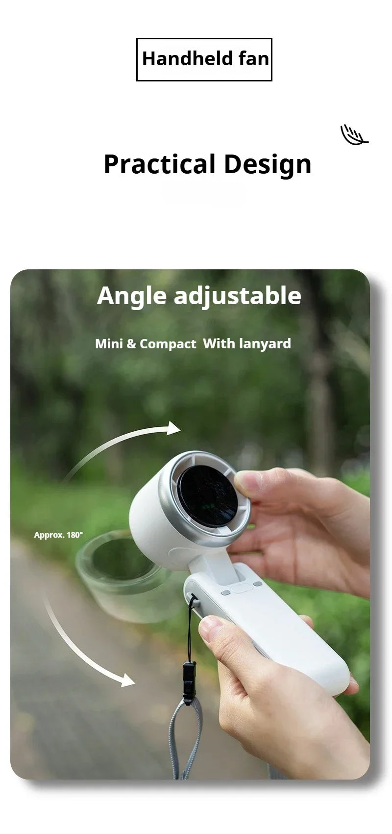 Mini Fan Portable Handheld Fan 5 Speed Wind Speed LED Display Outdoor Foldable/neck Hanging Brushless Silent Fan 2400mah