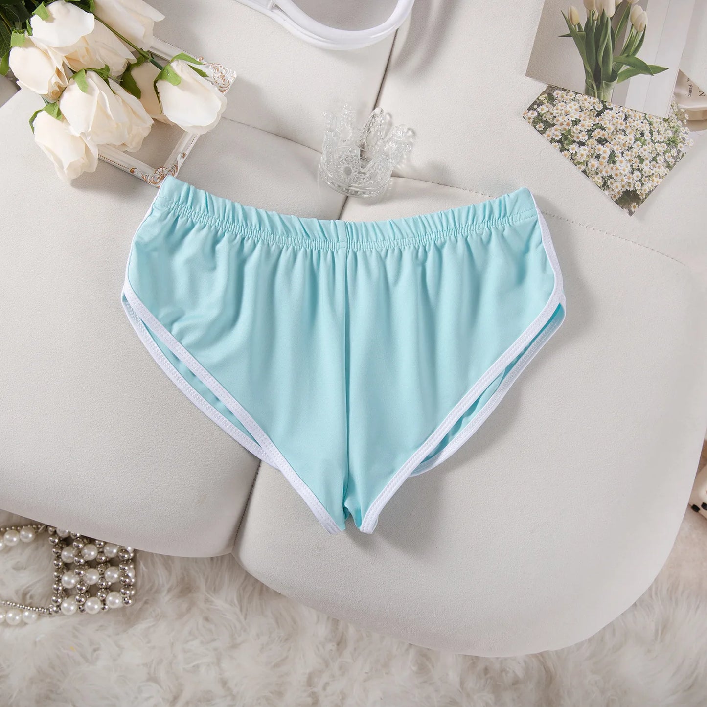 Sexy Running Elastic Sport Shorts Men's Summer Shorts Hot Pants Bar Nine Points Slim Fit Cotton Milk Silk Men's Fashion