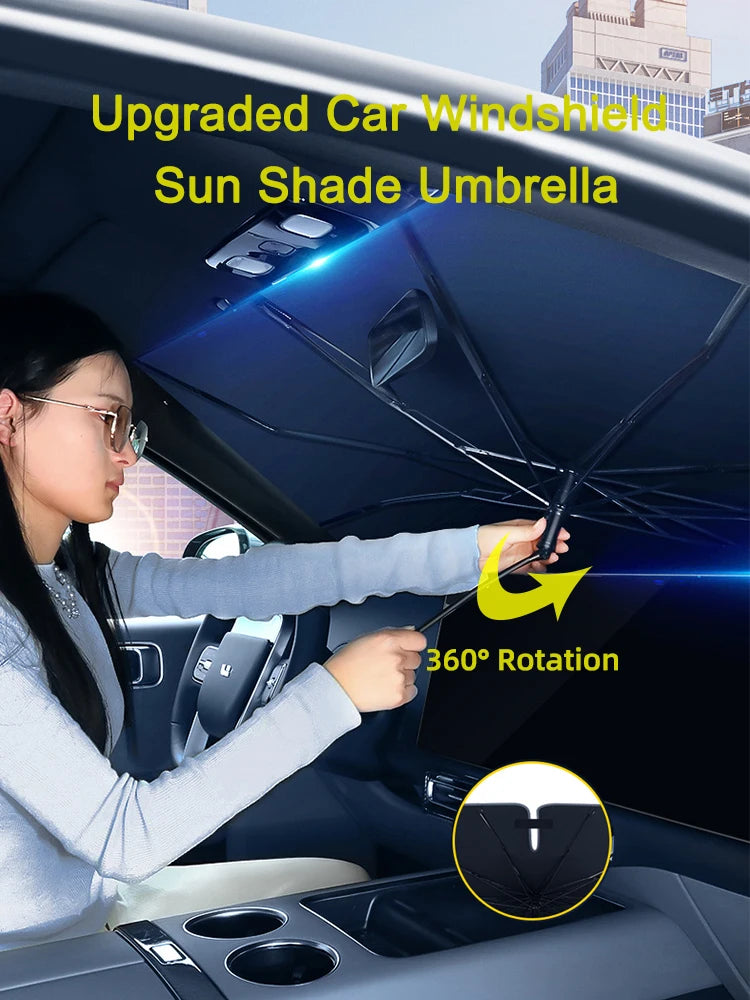Newest Car Windshield Sunshade Umbrella with 360°Rotation Bendable Handle Front Window Sun shade UV Protection Heat Insulation