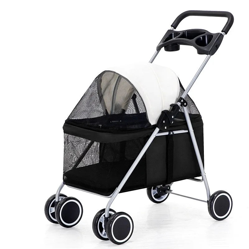 Outdoor Portable Folding Pet Stroller Small Cat Dog Rabbit Hamster Lightweight Vehicle Compatible Carrier Pet Trolley