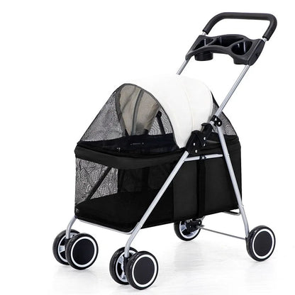 Outdoor Portable Folding Pet Stroller Small Cat Dog Rabbit Hamster Lightweight Vehicle Compatible Carrier Pet Trolley
