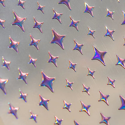 Grid Patterned Star Bowknot Cherry Polka Dot Line Colorful Geometric Five-pointed Star Adhesive Nail Art Sticker Manicure Decal