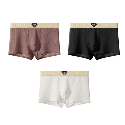 1/3PCS Men's Cool Ice Silk Boxers Shorts Summer Satin-like Solid Underpants Skin Friendly Breathable Mesh Crotch Male Underwear