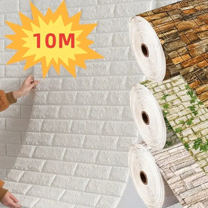 1/5/10m/Roll Retro 3D Wall Sticker Imitation Brick Plane Wall Sticker Furniture Stickers Wallpaper for Wall Living Room Kitchen