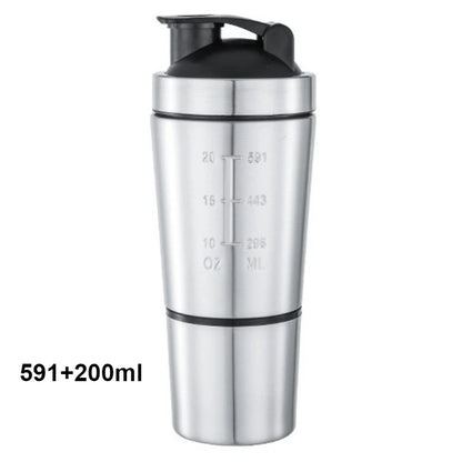 New Stainless Steel Cup Mixer Whey Protein Powder Sports Shaker Water Bottle Detachable Single Layer Outdoor Drink Kettle