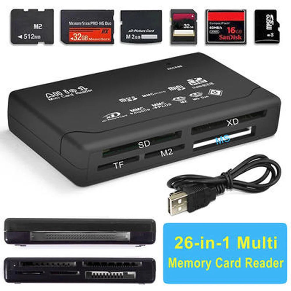 Lecteur de carte mémoire tout-en-un lecteur de carte externe USB SD SDHC Mini Micro M2 MMC XD CF lecteur pour MP3, appareil phot