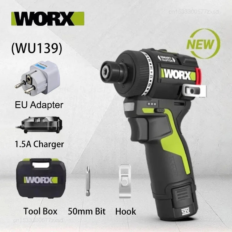 Worx WU139 Cordless Driver Drill Brushless Electric Impact Screwdriver Rechargeable Metal Chuck High Torque DIY Power Tools