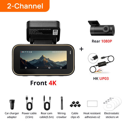 70mai Dash Cam A810 Lite 4K HDR + 1080P, Supercapacitor 4G LTE Remote Control Wi-Fi 6 GPS Voice Control Car DVR 70mai A810 Lite