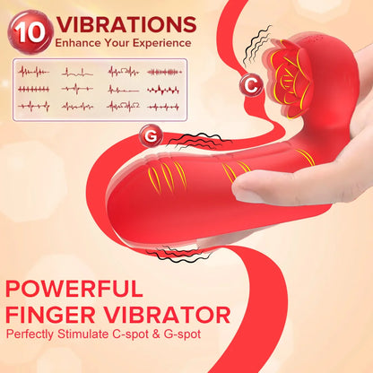 G Spot Finger Vibrator Female Clitoral Nipple Stimulator Rose Toy 10 Speed Vibrating Masturbator For Women Lesbian Orgasm