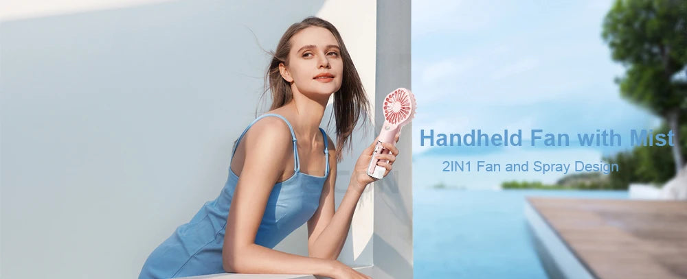 Portable Humidifier Fan Mini Water Mist Fan USB Rechargeable Handheld Fan Mist Spray Hand Fan Small Pocket Fan with Humidifier