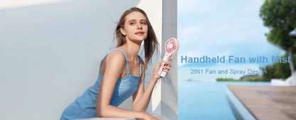 Portable Humidifier Fan Mini Water Mist Fan USB Rechargeable Handheld Fan Mist Spray Hand Fan Small Pocket Fan with Humidifier