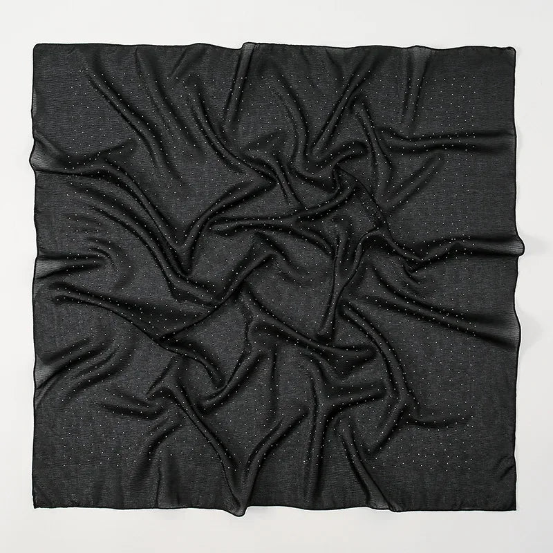 90*90cm Square Chiffon Hijab Scarf Women Solid Color Muslim Soft Head Scarf Islamic Shawls and Wraps Headband Musulman Scarves