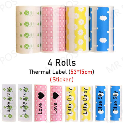 15mm Color Sticker Label White Thermal Label 57mm for Mini Portable Printer Receipt Photo Paper Safe Free BPA Smooth Printing