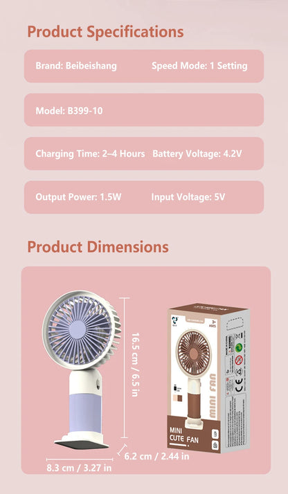 Lenovo 2026 New Handheld Fan Mini Portable Desktop Office Student Dormitory USB Charging Silent Small Electric Fan