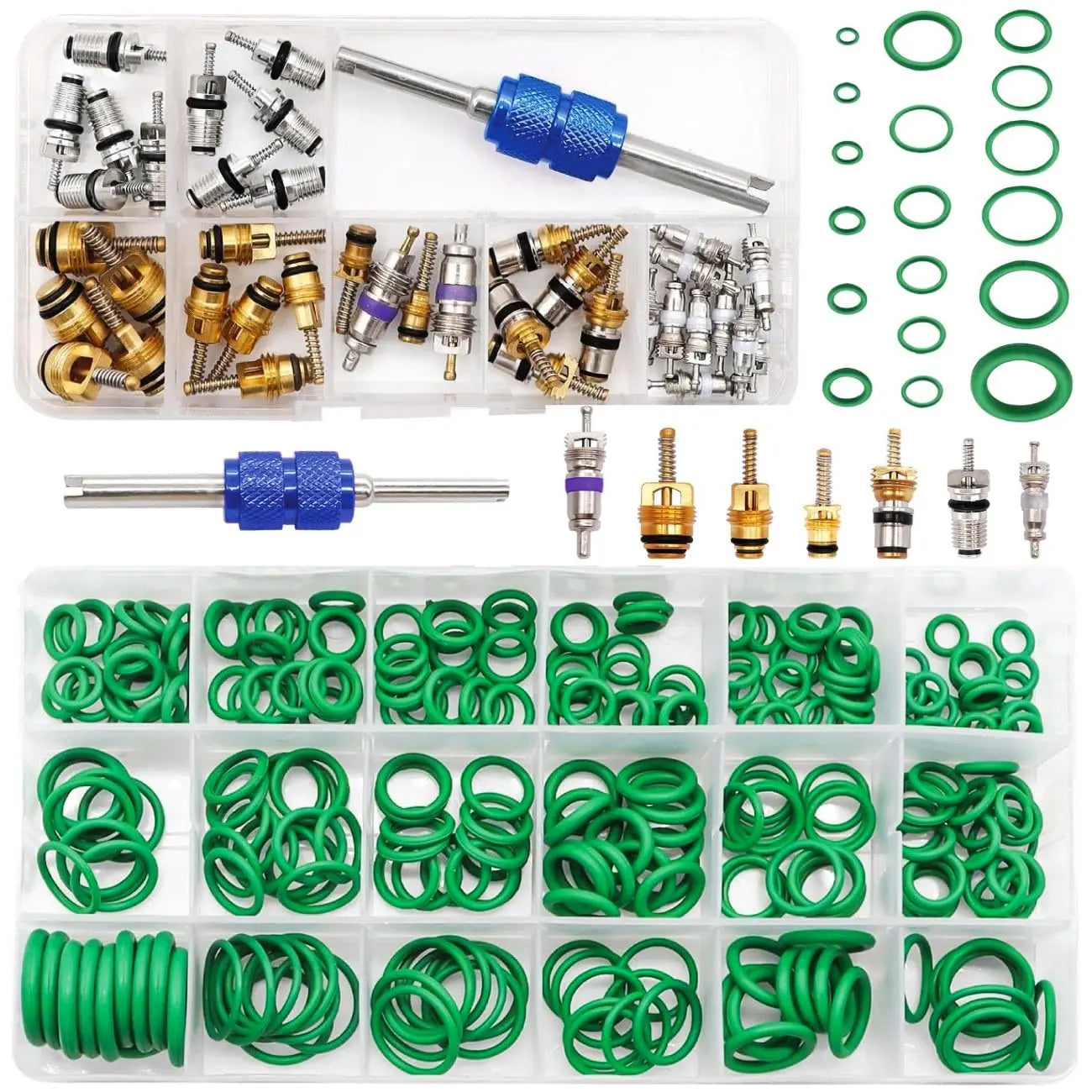 Car A/C Repair Kit R12 R134a Refrigeration Tire Valve Stem Cores,Car Air Conditioning Compressor Seals O-Ring