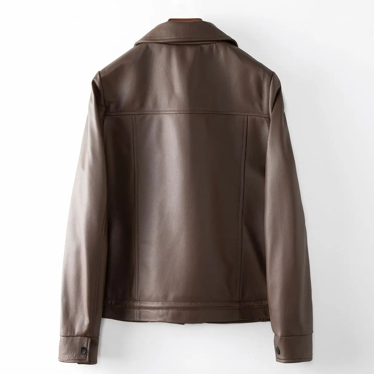 Leather coat Women 2024 autumn new Korean version of the trend washed leather motorcycle jacket slimming leather jacket