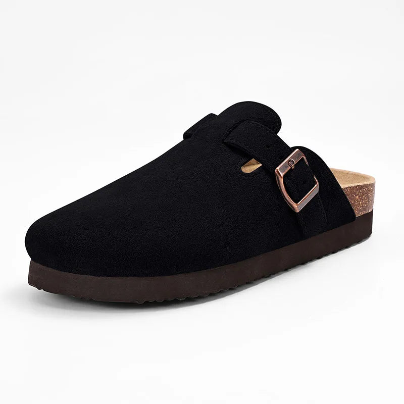 Shevalues Men's Suede Clogs Soft Leather Mules Men New Summer Men Cork Sandals Comfort Slip On Unisex Clogs With Arch Support