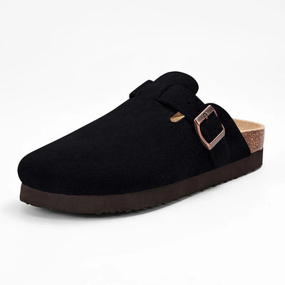 Shevalues Men's Suede Clogs Soft Leather Mules Men New Summer Men Cork Sandals Comfort Slip On Unisex Clogs With Arch Support