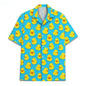 Funny Neon Rubber Duck Hawaiian Shirt for Men Galaxy Yellow Duck Mens Hawaiian Casual Button Down Shirts Short Sleeve Shirt Tops