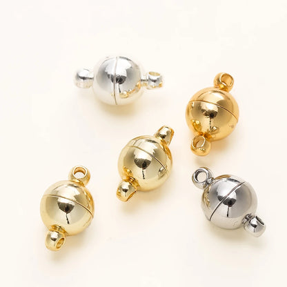 4/6pcs/lot 8*14MM 14K/18K Gold Plated Metal Brass Magnetic Bracelet Clasp Beads for DIY Jewelry Making Findings Accessories