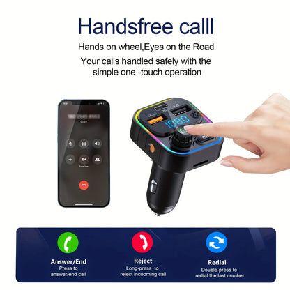 FM Transmitter Bluetooth 5.3 Handsfree Car AUX Radio Modulator MP3 Player with PD20W QC3.0 Fast Charge Adapter Car Accessories