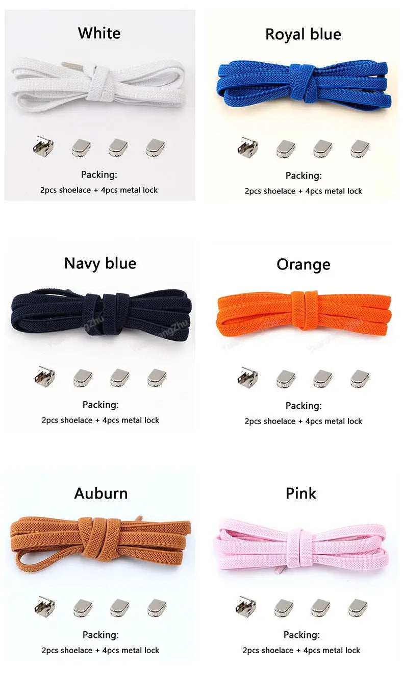 No tie Shoe laces Elastic laces Sneakers Flat Shoelaces without ties Quick Shoelace for Shoes Kids Adult One Size fits All Shoes
