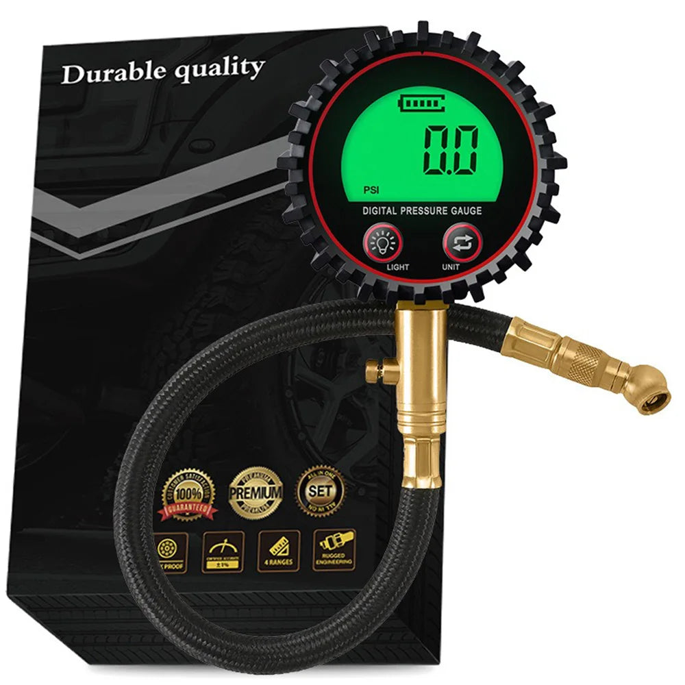 Tire Pressure Gauge 3-255PSI Backlight LCD Display Digital Air Pressure Gauge For Car Trucks Bikes