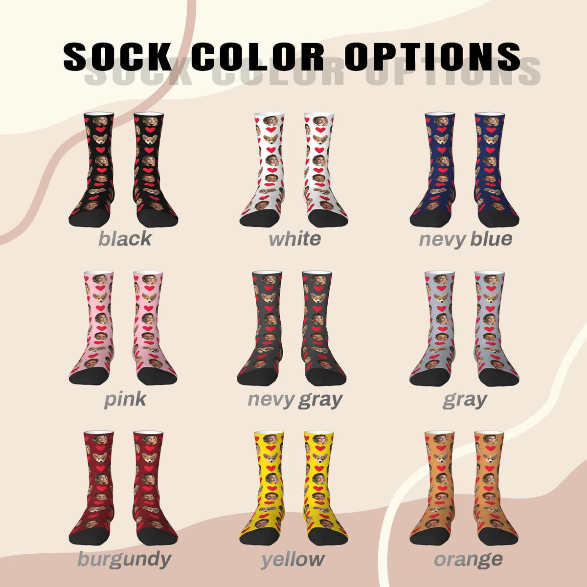 Customized socks for men and women Face-themed funny expression socks Personalized photo-customized socks Birthday gifts