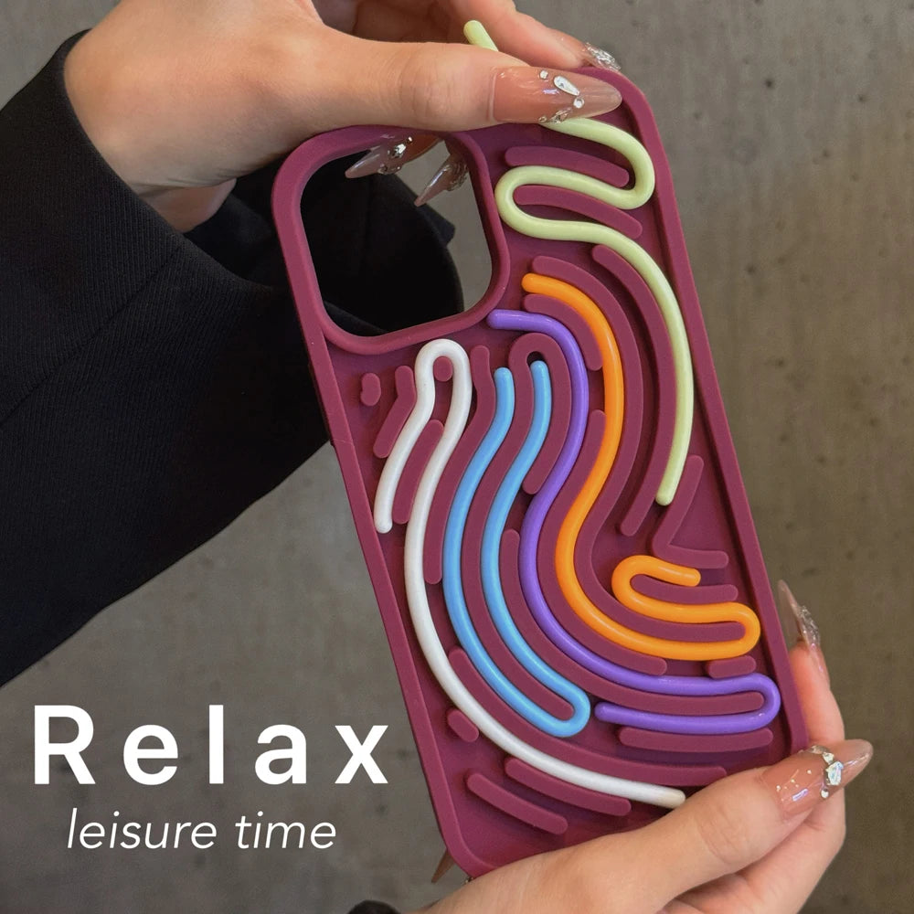 Funny Stuff DIY Brain-training Toys Phone Case for iPhone 12 13 14 15 16 Pro Max Soft Silicone Reliver Stress Creative Cover