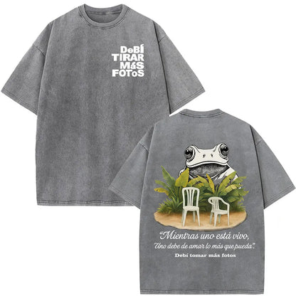Rapper Bad Bunny Vintage Washed T Shirts Debi Tirar Mas Fotos DTMF T-shirts Men's Clothing Fashion High Quality T-shirt Couples