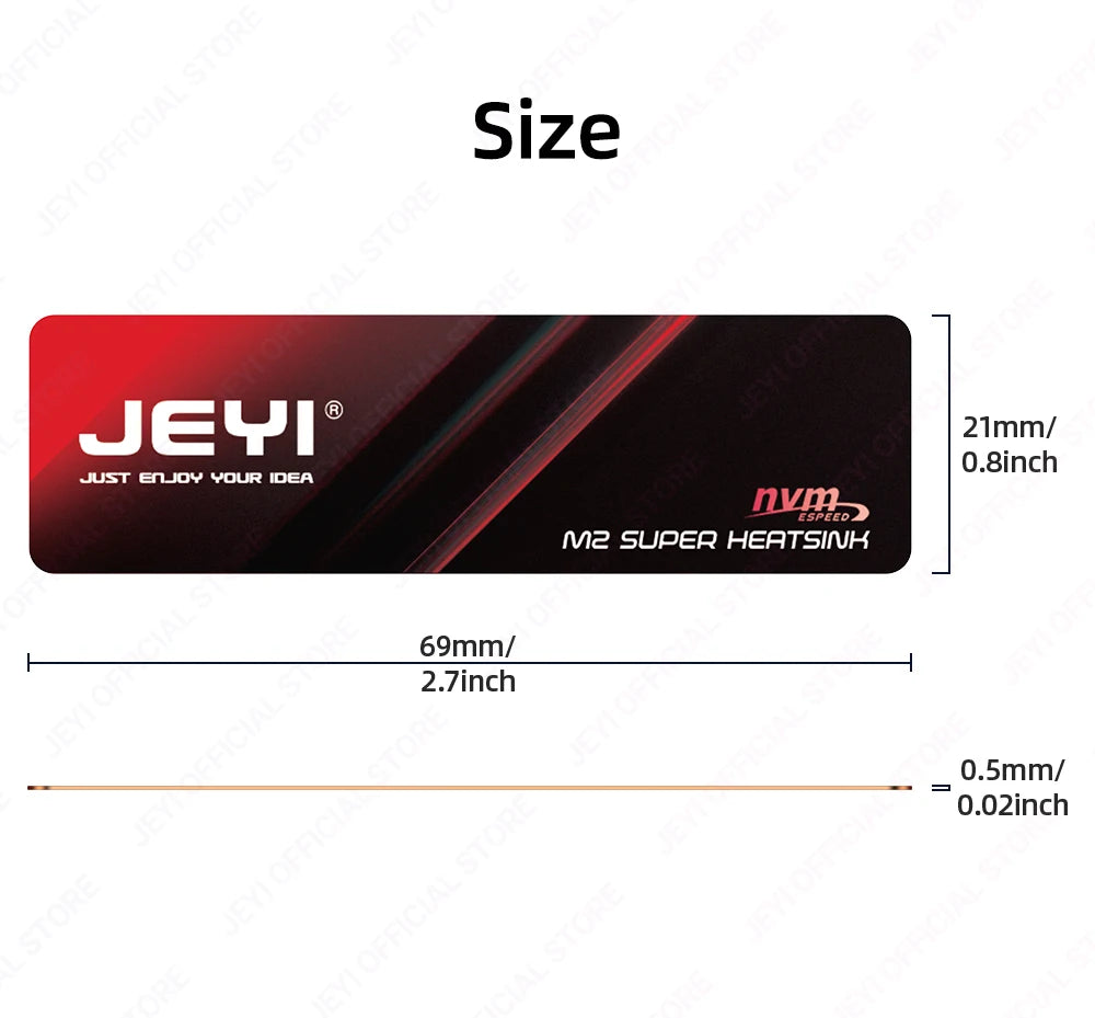 JEYI M.2 2280 SSD Graphene Copper Heatsink - Ultra Thin 0.5mm High Thermal Conductivity Cooling Pad for NVMe/SATA SSD(1/2/5pc）