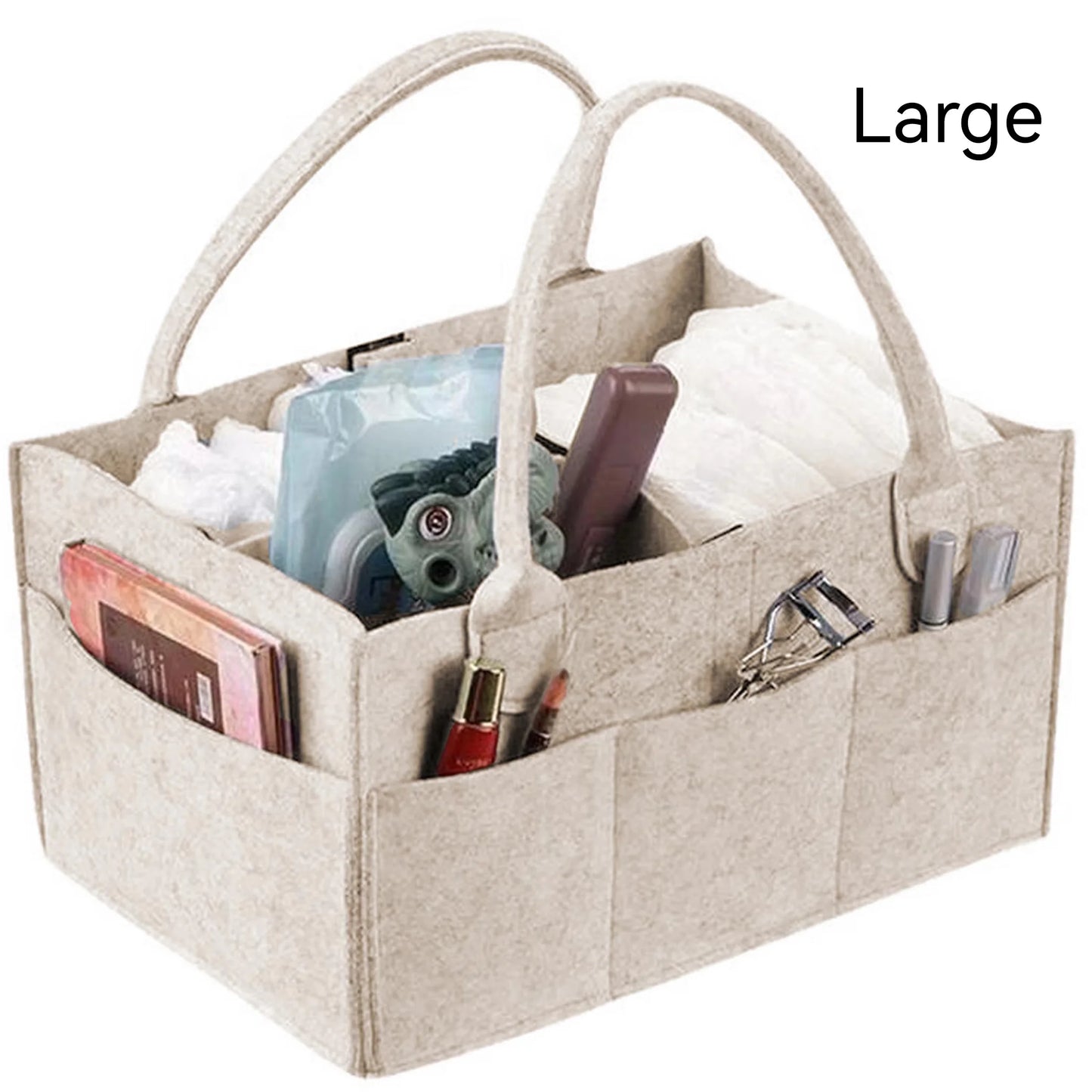 Baby Diaper Caddy Organizer for Changing Table, Nursery Storage Bin Basket with Handle, Felt Diaper Organizer Suitable for Indo
