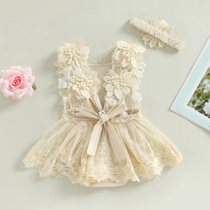 Baby Girl Summer Clothes Lace Romper Skirt Dress Princess Outfits Sleeveless Flower Newborn Outfit