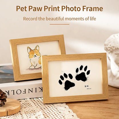 5 Inch Solid Wood Picture Frame Inkless Ink Pad Kit Baby Hand Foot Print Pet Paw Imprint Frame Keepsake Decor Indoor Display