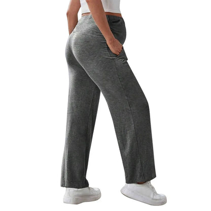 Maternity Pants Over The Belly Yoga Dress Work Pregnancy Pants Stretchy Lounge Wide Leg Trousers with Pockets
