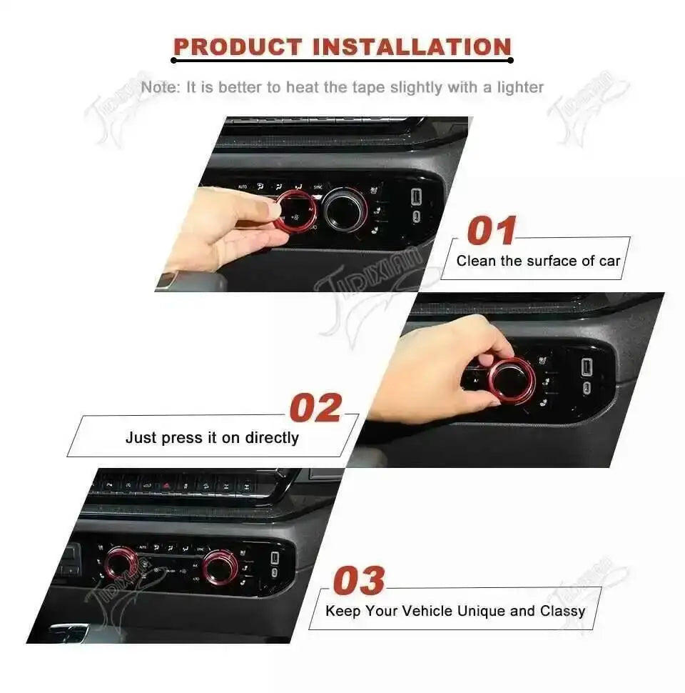 JIDIXIAN Car Center Console Knob Decoration Ring for Chevy Silverado 2022 2023 Up Central Control Knobs Cover Inner Accessories