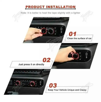 JIDIXIAN Car Center Console Knob Decoration Ring for Chevy Silverado 2022 2023 Up Central Control Knobs Cover Inner Accessories