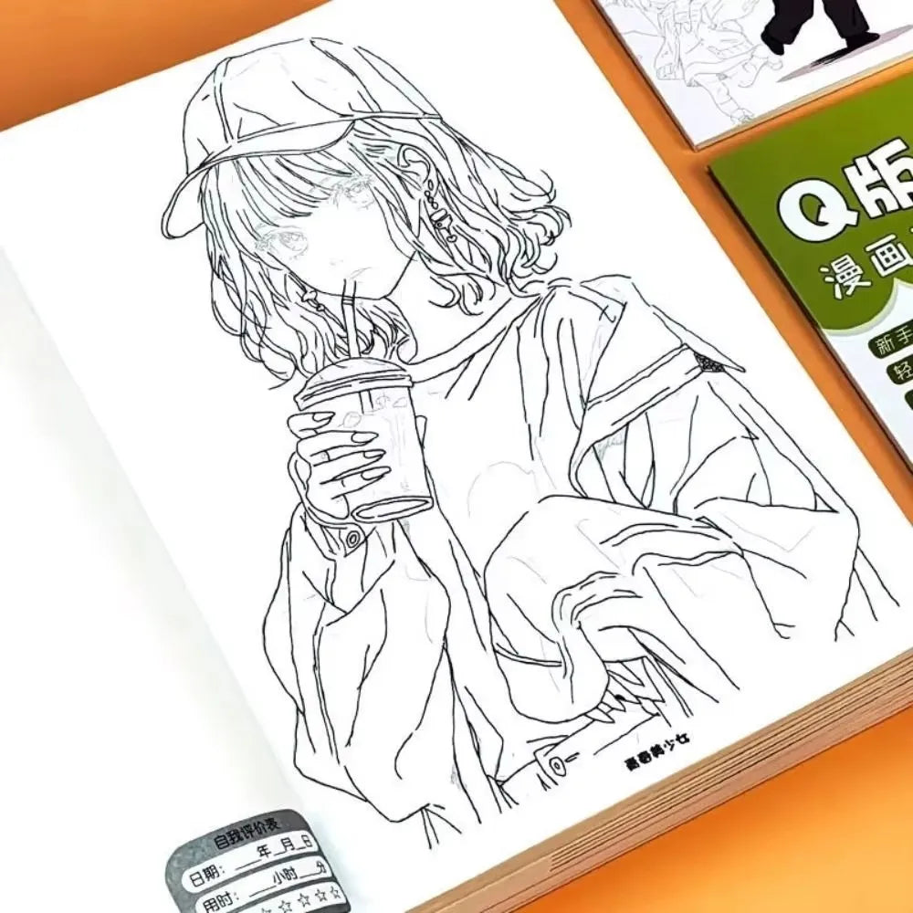 Anime Character Animal Line Art Drawing Book for Beginners 46 Pages Simple Hand-Drawn Outlines for Tracing & Practice Painting