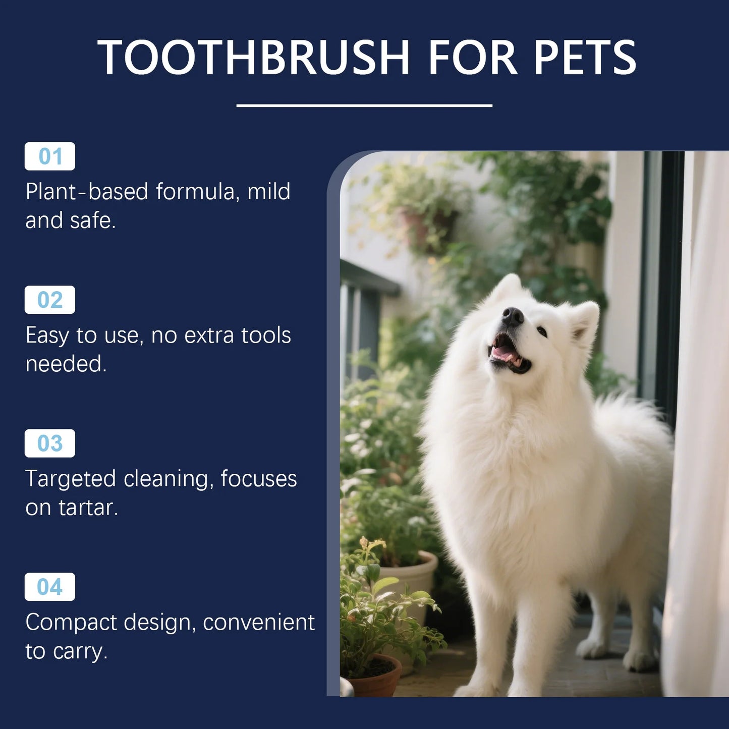 Pet Teeth Cleaning Pen Plant‑Based Mild Reduce Tartar Stain Fresh Breath Portable Oral Care for Dogs Cats Daily Dental Cleaner