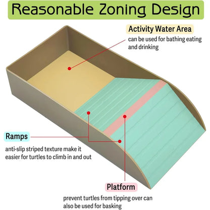 Turtle Bathing Pool Feeding Dish Durable Reptile Water Bowl for Box Turtles Frogs and Pets Easy to Clean Habitat Accessory
