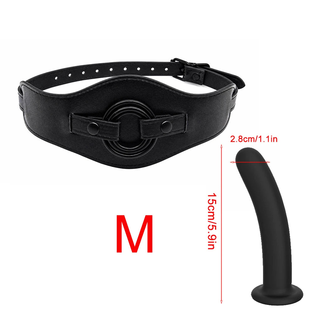 Sex toy SM leather with three-ring strap adjustable unisex private toy female penis